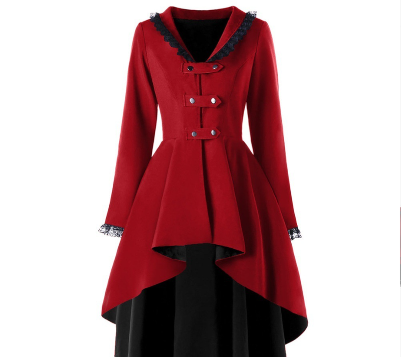Women's Clothing Autumn new retro mid length windbreaker for women Gothic style jacket large size women's clothing_autovado.com