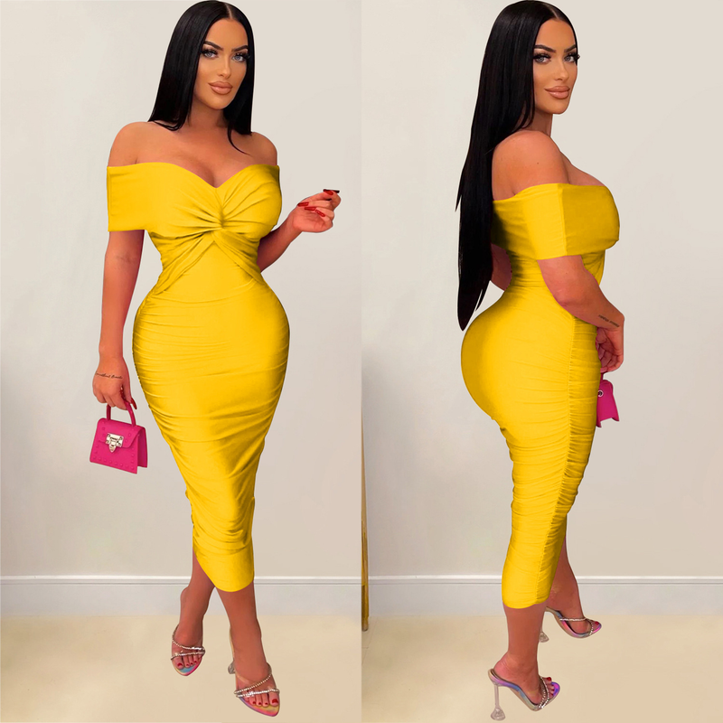 Women's solid color pleated sleeveless long skirt tube top dress_autovado.com
