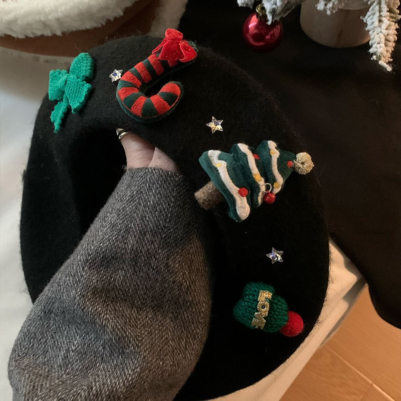 Hot Sale Christmas Beret Vintage Red Hat Female Winter butterfly beret Warm берет Student Cap Bud Painter Hats for Women gorros_autovado.com