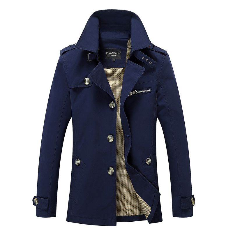 Men's Clothing Men's Casual Windbreaker Mid-length Men's Coat_autovado.com