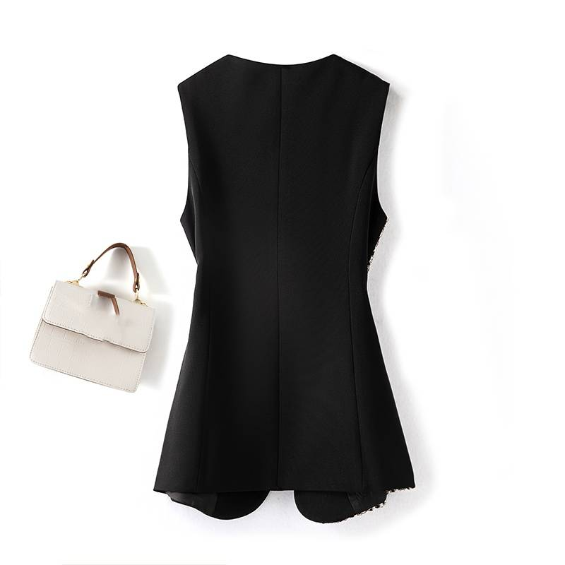Women's Clothing round neck vest new design slim fit plaid vest outer wear waistcoat _autovado.com