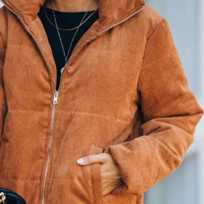Women's Clothing long casual light and large version corduroy cotton jacket_autovado.com