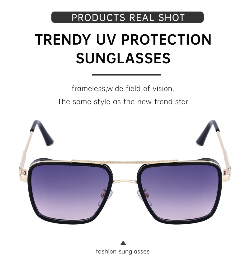 2024 New European and American Retro Punk Style Sunglasses Men's Sun Protection Square Frame Sunglasses Men's Cross-Border Wholesale Shades_autovado.com