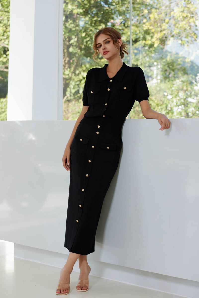 Women's Clothing high grade knitted suit spring and autumn new sweet and gentle short sleeved dress, two pieces_autovado.com