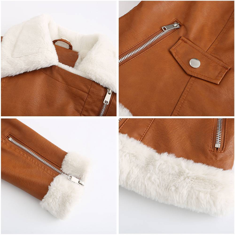 New Suede women's long-sleeved warm lapel jacket European and n commuter casual jacket_autovado.com