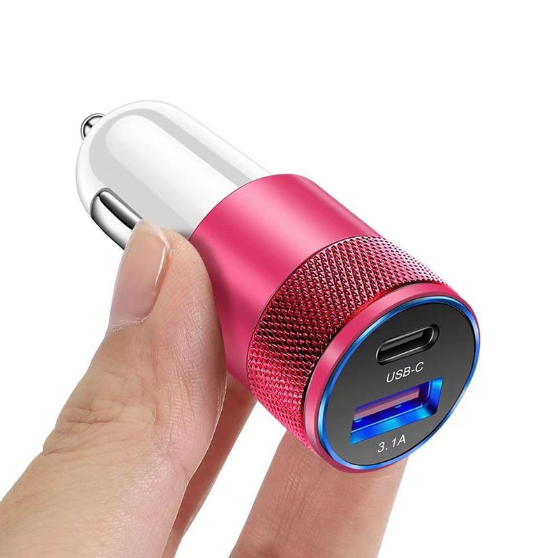3.1A USD+PD Small Steel Cannon Metal Aluminum Alloy Charge USB-C+USB Car Charger_autovado.com