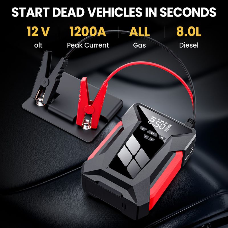28000 MAh Jump Pump Multi-Function 4In1 Air Compressor Power Bank Battery Starter Start Car Tire Inflator_autovado.com