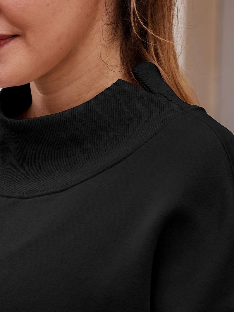 Women's sweatshirt long sleeve turtleneck pullover sweatshirt casual sweatshirt fleece top_autovado.com