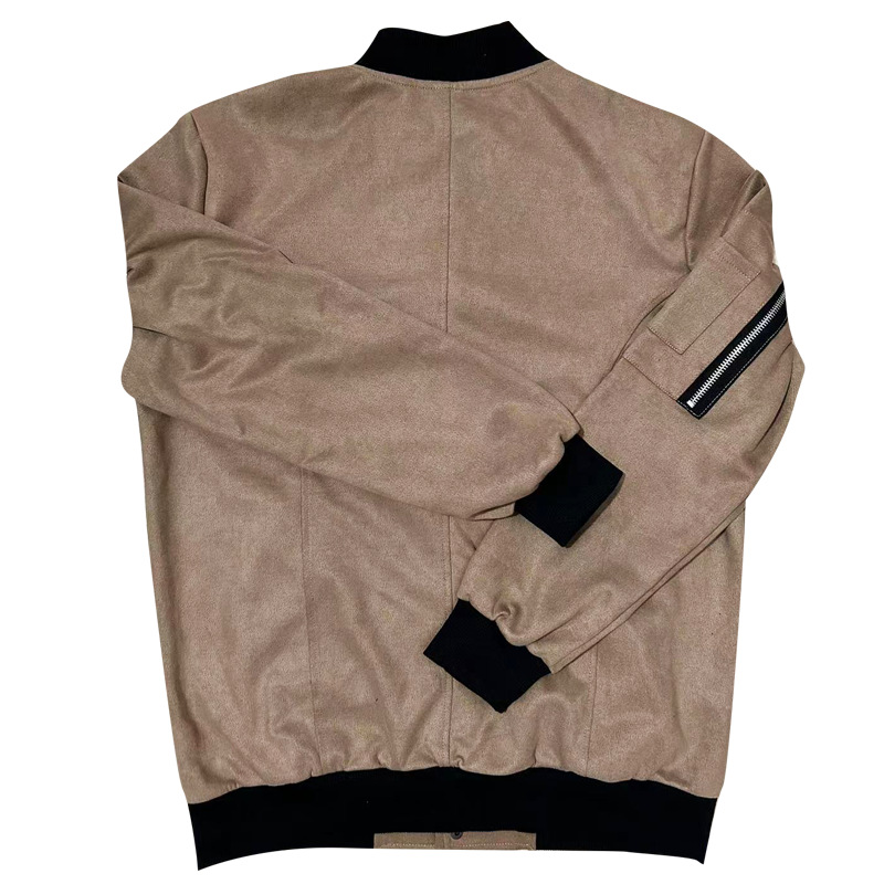 Man's clothing Suede stand collar men's button-up cardigan jacket casual trendy coat for men_autovado.com