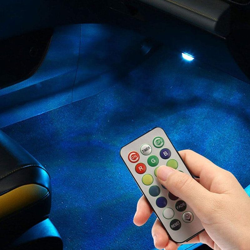 Multi-color light emitting car interior wireless atmosphere light LED environmental protection car cable remote control dazzling decorative lights_autovado.com