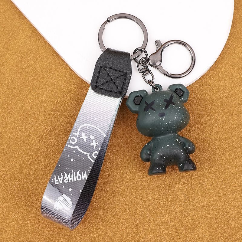 Chameleon Bear Keychain Flip Fur Car Keychain Female Cartoon Bear Creative Couple Exquisite Bag Pendant_autovado.com