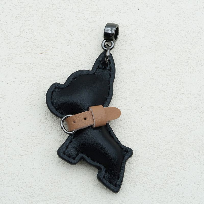 Handmade Genuine Leather Puppy Keychain Anti Lost Lanyard Pendant French Fighting Dog Car Keychain Braided Rope Keychain_autovado.com