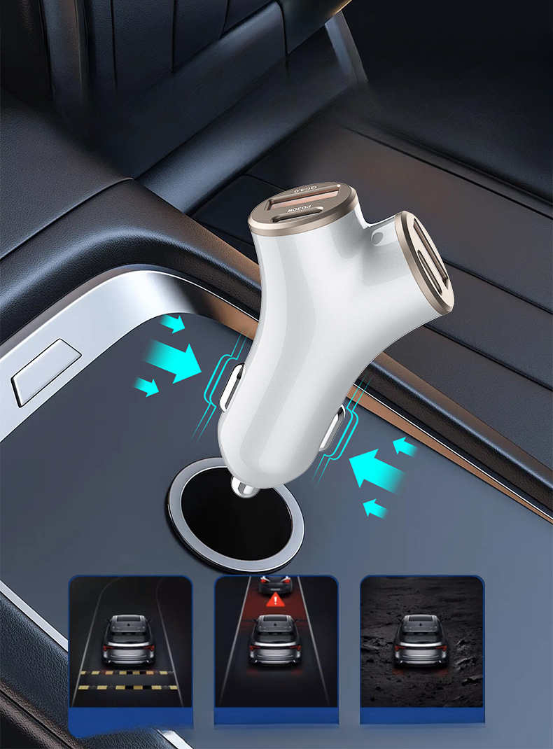 New Y-shaped Four Port 78W Super Fast Charging Car Phone Charger_autovado.com