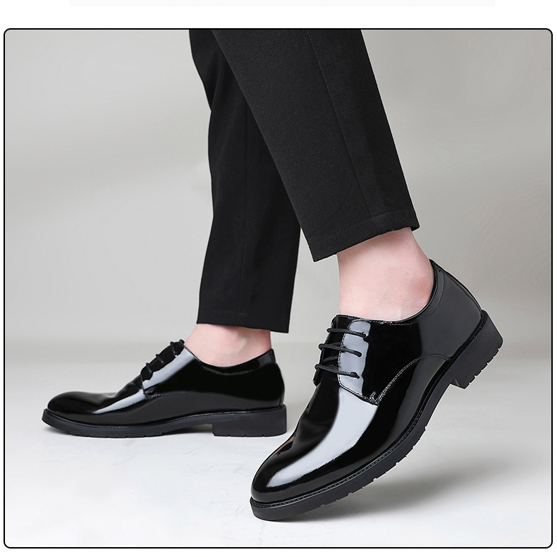 New dress leather shoes bright leather patent leather men business British style pointy wedding party performance leather men's shoes_autovado.com