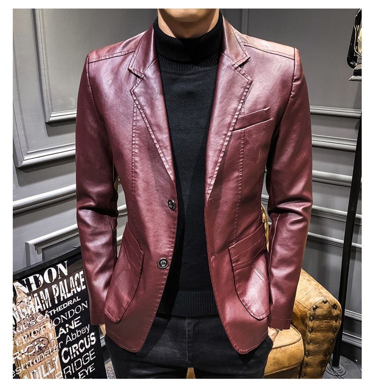 Men's Clothing Leather Suit Autumn New Casual Jacket Style Slim Lapel Leather Suit Leather Jacket Men's_autovado.com