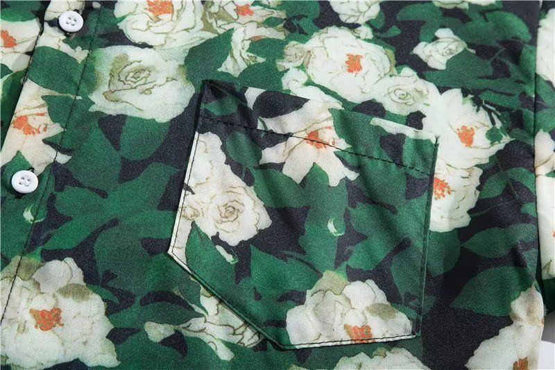 Men's clothing Retro Flower Shirt Short Sleeve Summer Vintage Loose Lapel Shirt Couple Jacket Wholesale_autovado.com