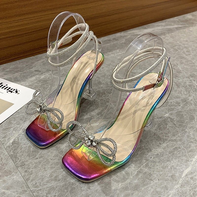 Women's fashion new bow women's large size rhinestone stiletto sandals_autovado.com