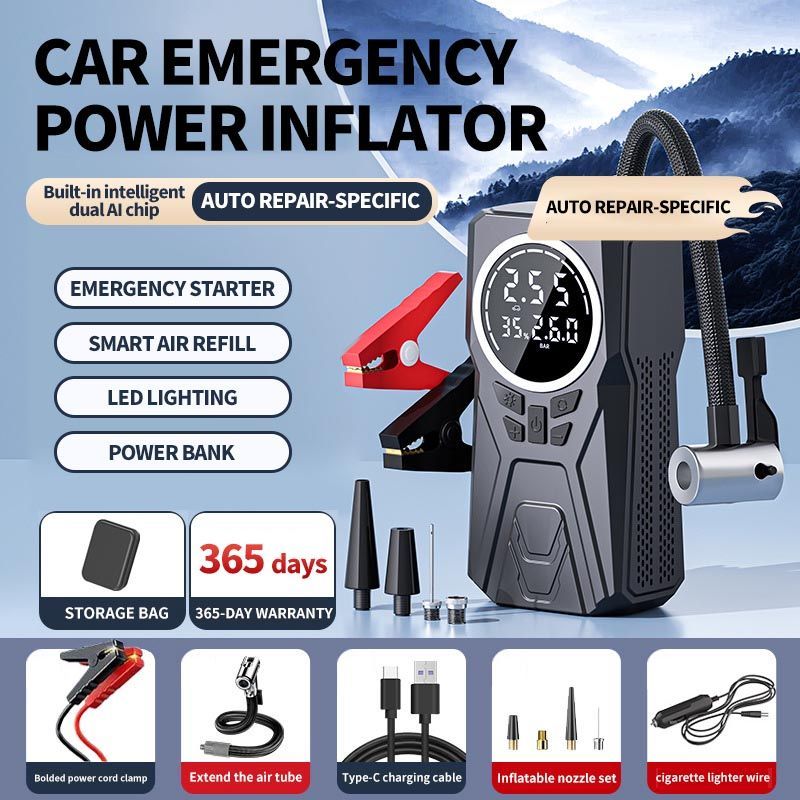 128800mAh 12V Jump Starter Portable Car Air Pump Battery Jumper Power Bank_autovado.com