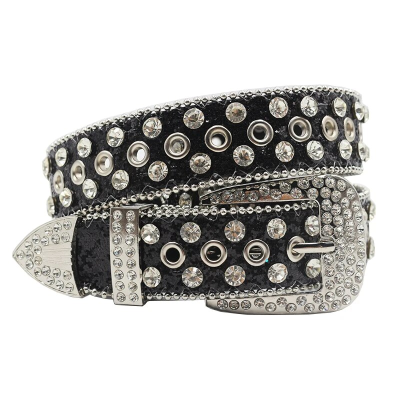 HOT New Western Diamond Studded Bling Rhinestone Belt Cowboy Cowgirl Cinto De Strass Skull For Women Men Fashion Ceinture_autovado.com