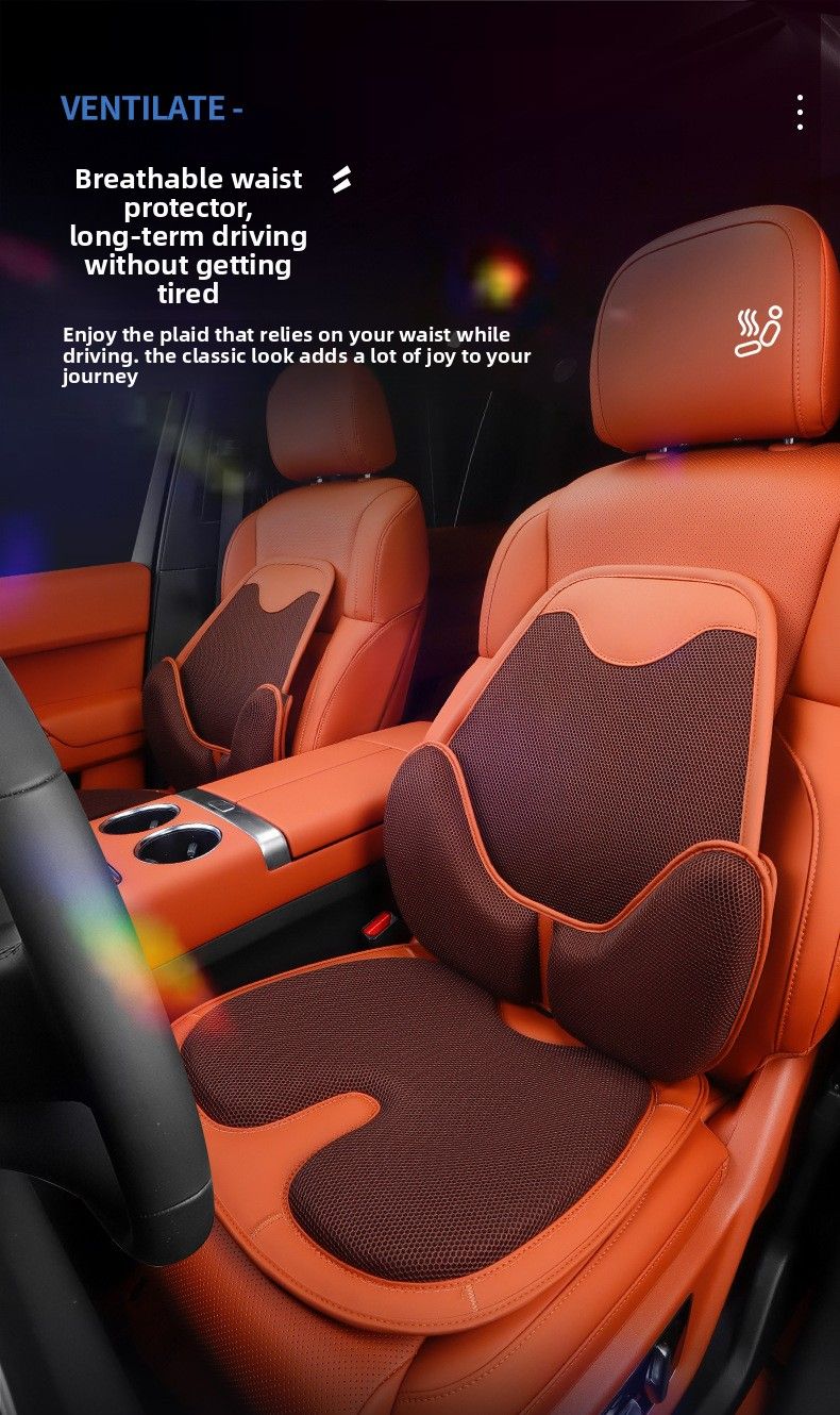 Comfortable Non-slip Universal Car Cover Ventilation Ice Silk Four Seasons Breathable Seat Cushion Waist Support_autovado.com