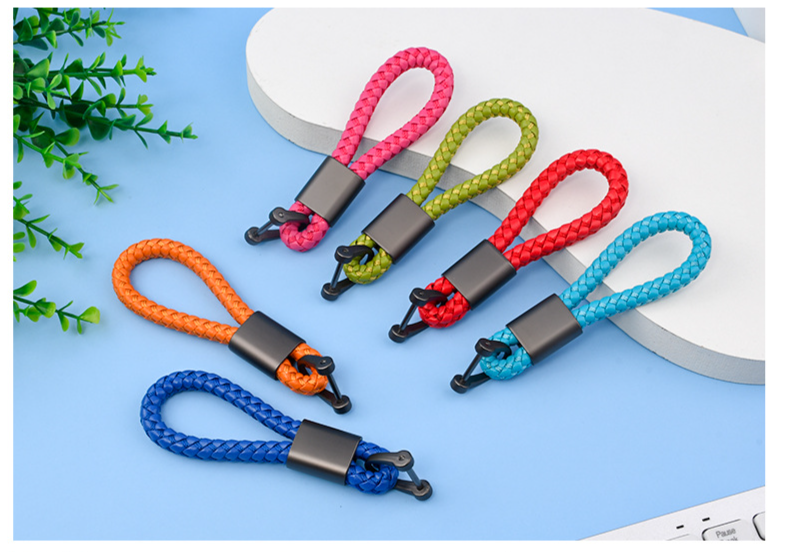 Simple Braided Rope Keychain Car Leather Decorative Keychain Fashion Creative Bag Portable Anti Lost Horseshoe Buckle_autovado.com