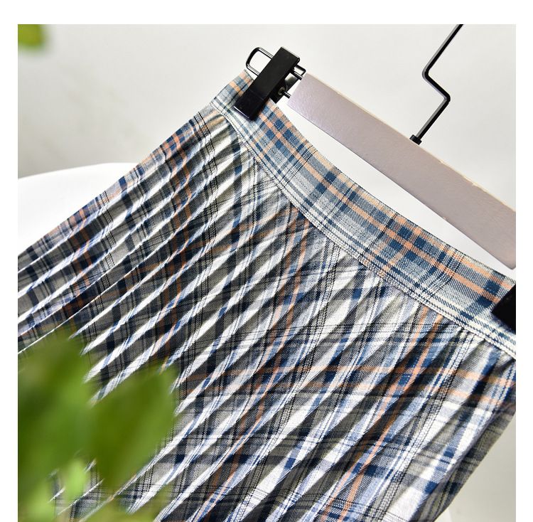 Women's Clothing Chic temperament slim plus size pleated skirt autumn and winter new high waist A line skirt women's medium and long_autovado.com