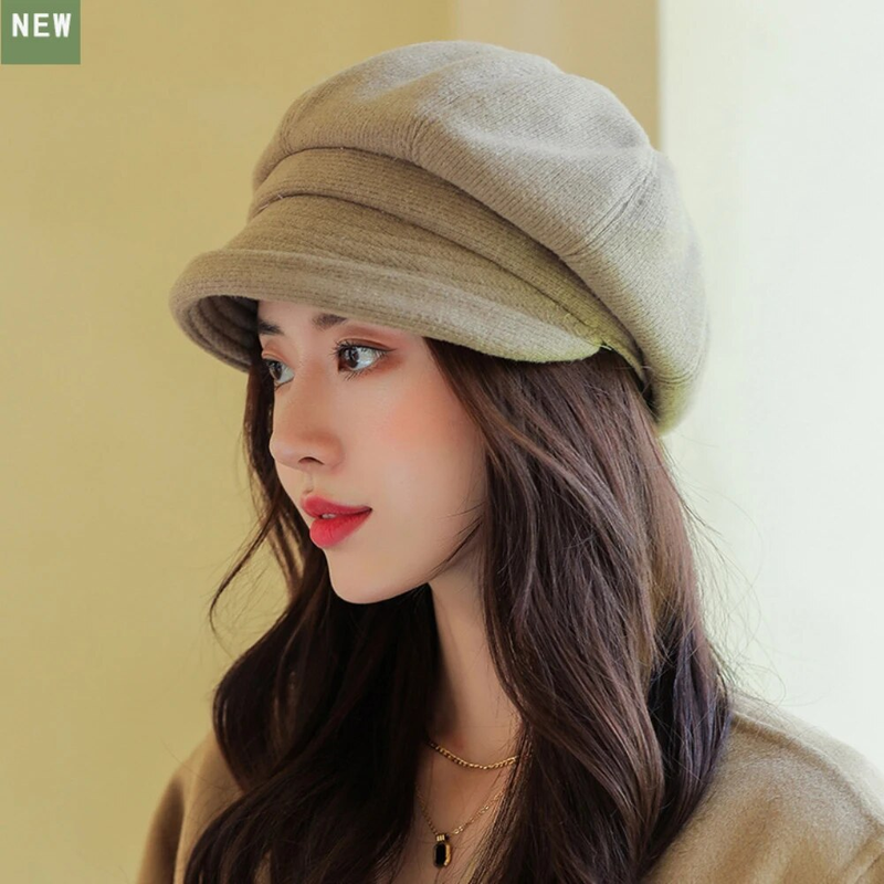 Hot Sale HT4270 Berets Women Solid Plain Autumn Winter Ladies Vintage Artist Painter Beret Hat Female Roll Brim Octagonal Cap_autovado.com