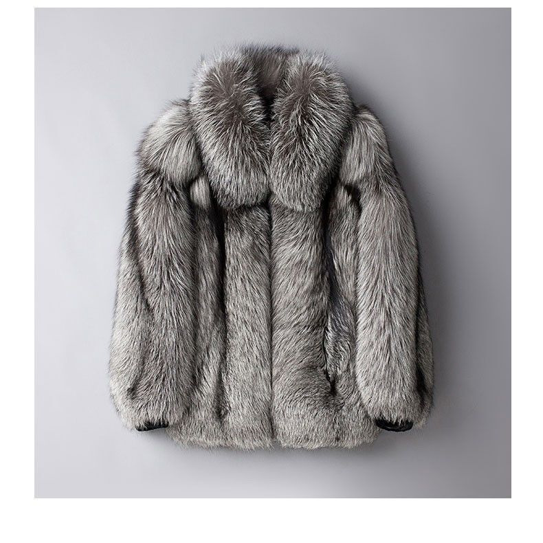 Men's clothing Autumn-winter fur men's coat Fashion casual silver fox fur coat thickened to keep warm_autovado.com