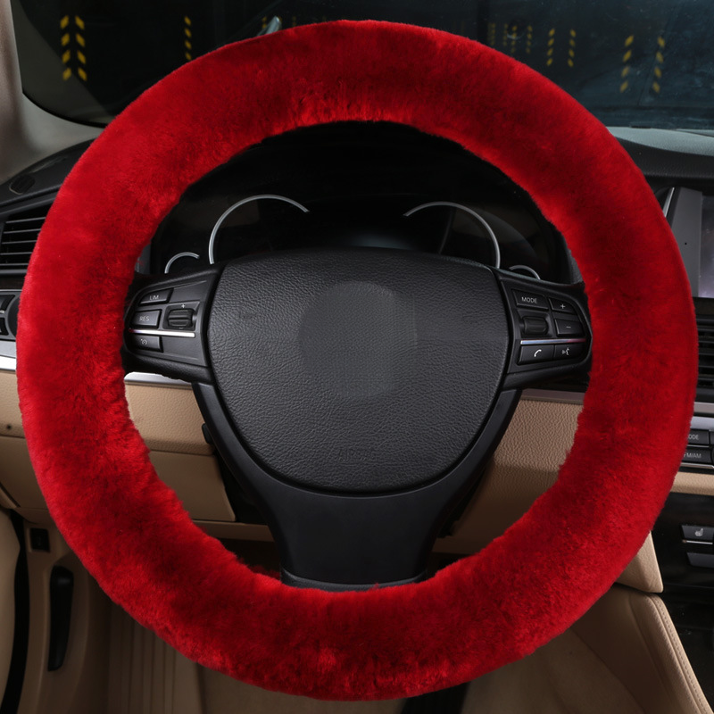 Pure Car Winter Short Plush Wool Steering Wheel Cover Cute Interior Universal Product_autovado.com