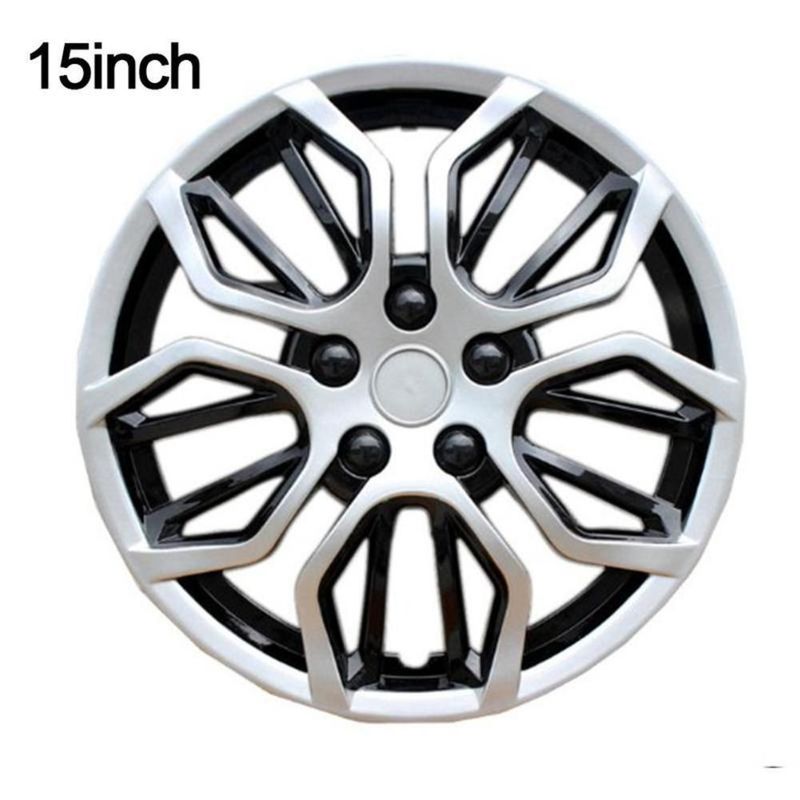 15 Inch Universal Silver Black Cover Wheel Hub Parts Car Decoration_autovado.com