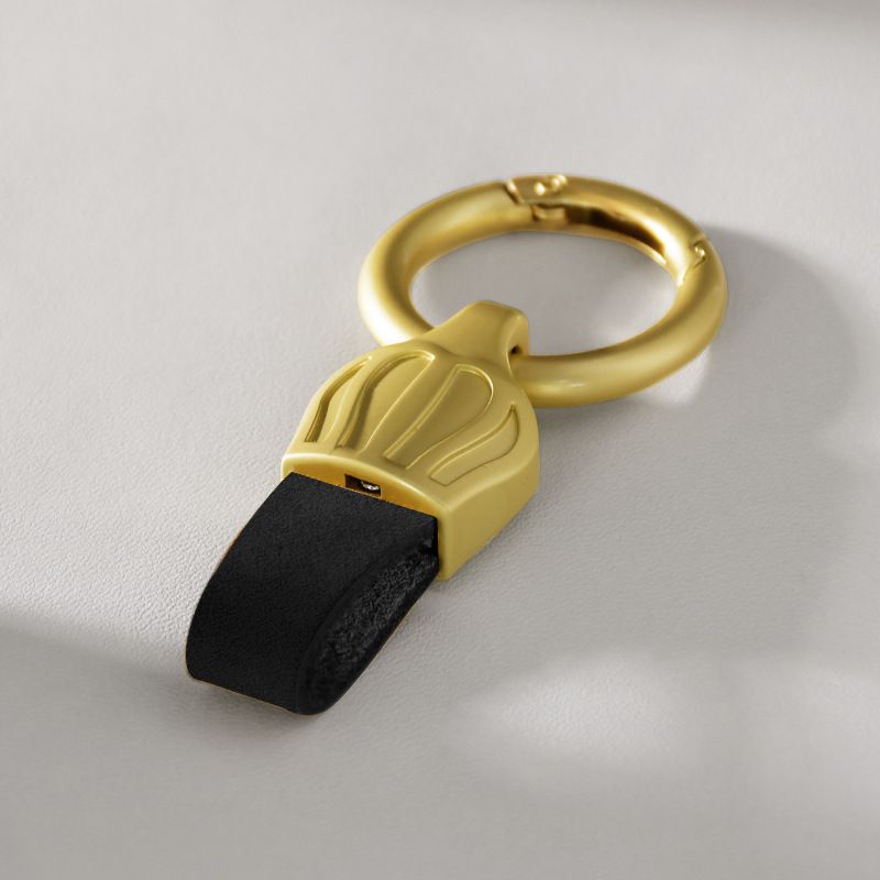 Crown Frosted Cowhide Car Keychain Light Luxury Men And Women Ring Keychain Laser Engraved Genuine Leather Pendant_autovado.com