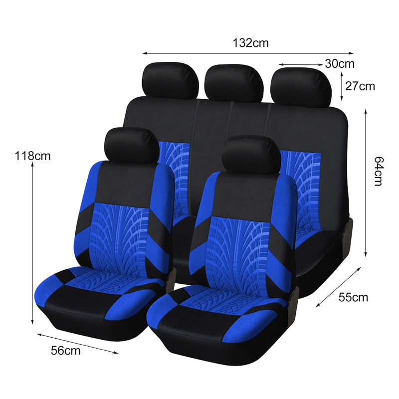 Fuzhongfu 9Pcs Car Seat Covers Set Comfortable Seating Polyester Front Rear Universal Fit Car Seat Covers Full Set for Automobile SUV Minivan_autovado.com