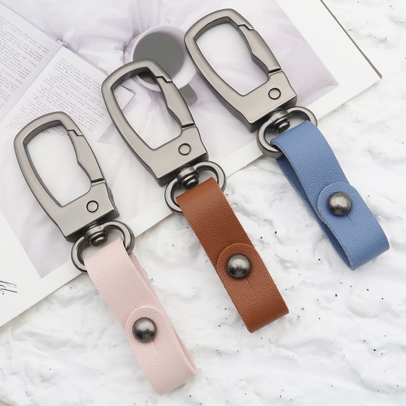 Square Metal Car Keychain Pendant Creative Simple Keychain Men's And Women's Leather Waist Keychain Accessories_autovado.com