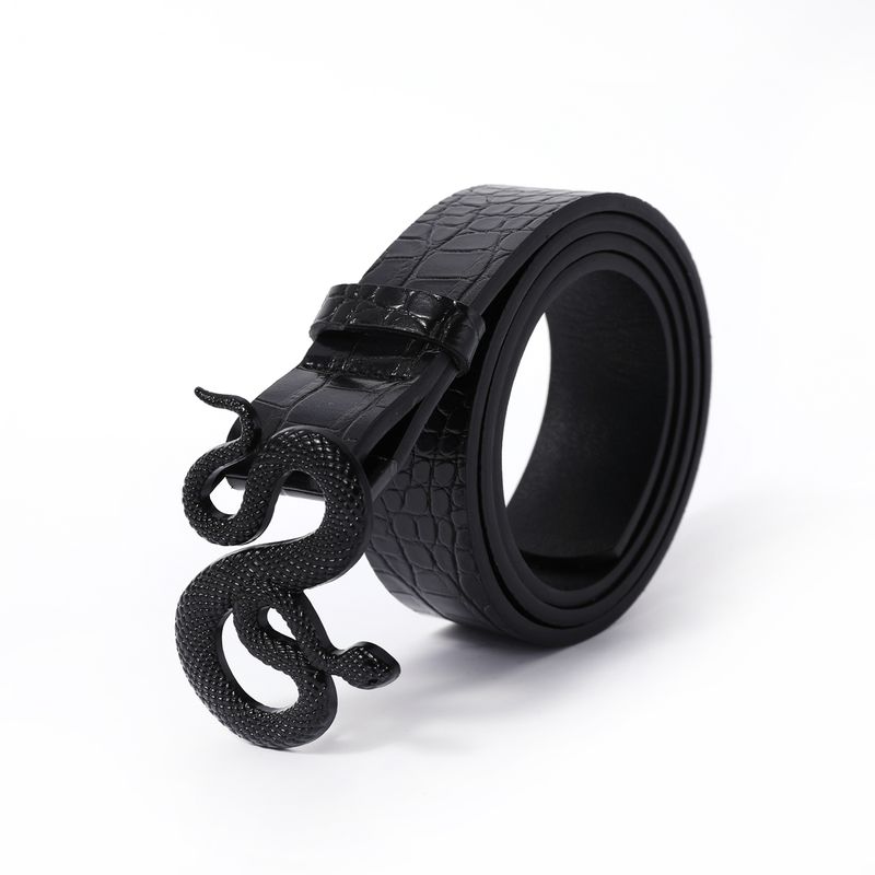 HOT Hot Sale New Fashion Snake Buckle with PU Leather Belt Women Dress Designer Western Vintage Style Black Belts for Girls_autovado.com