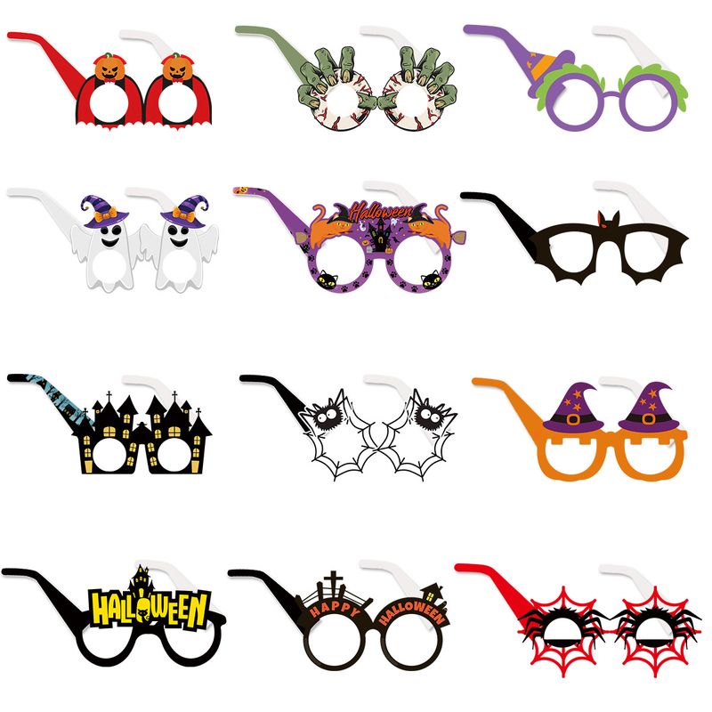 Unisex Halloween party funny glasses children's photo props holiday party decorative paper glasses._autovado.com