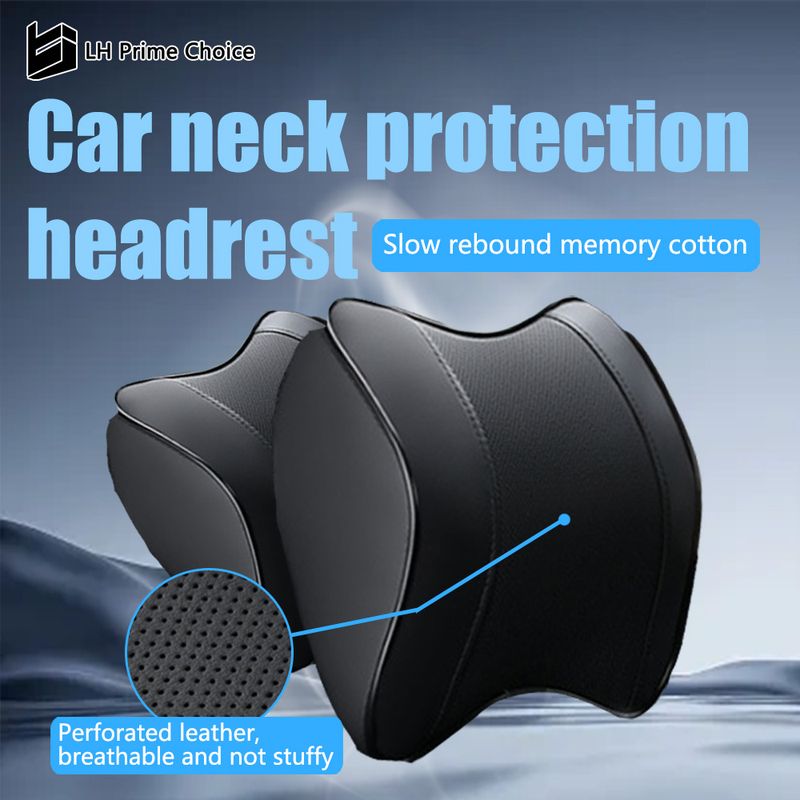 Car Memory Cotton Neck Pillow Four Seasons Universal Support Breathable Relieve Pressure Leather Headrest Automotive_autovado.com
