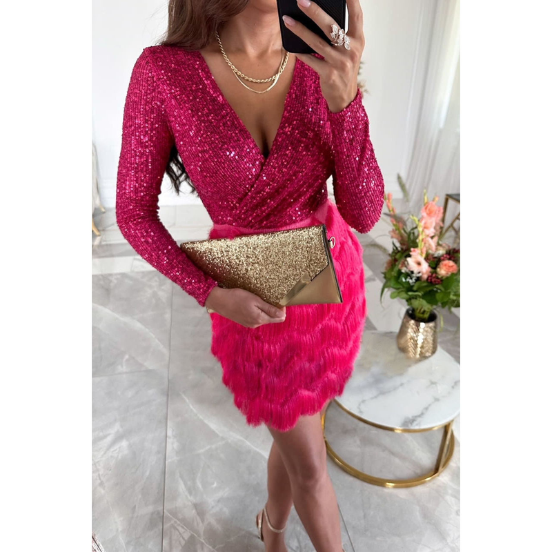 Women's Clothing Women's new party sequined multi-color dress casual loose women's dress_autovado.com