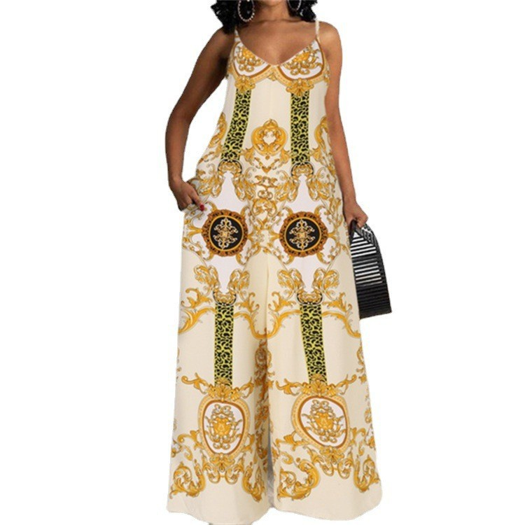 Women's Clothing new casual printed backless sexy jumpsuit_autovado.com