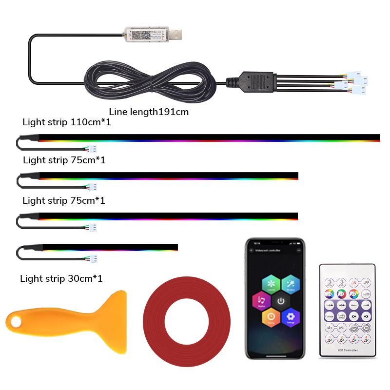Car Central Control LED Acrylic Interior Colorful Flowing Ambient Decorative USB Light_autovado.com