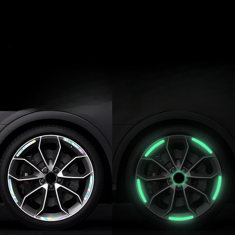 Car wheel hub reflective seven color laser luminous tire anti-collision sticker with personalized creativity, motorcycle_autovado.com