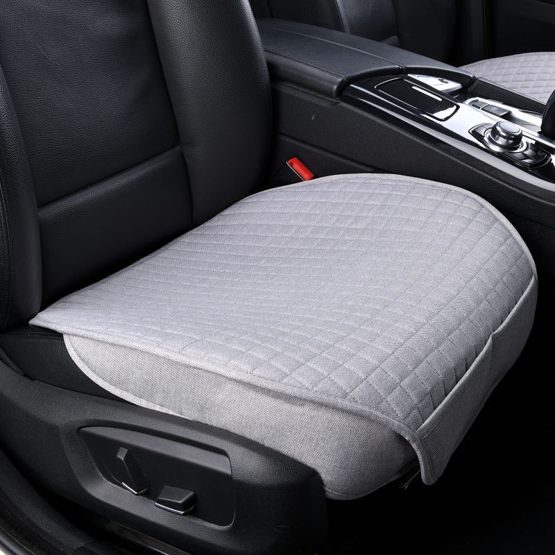 Linen Cover Flax Breathable Car Seat Cushion All Seasons Universal Non-Slip Protector Pad Fits For Sedan Van SUV Truck_autovado.com