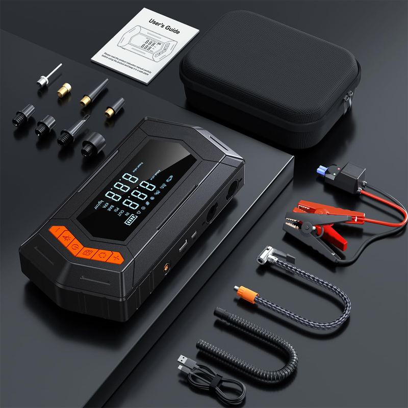 Car Emergency Power Supply With Blower, Compressor, 9000 A Battery Booster, 150 PSI Multifunctional Electric Air Pump_autovado.com
