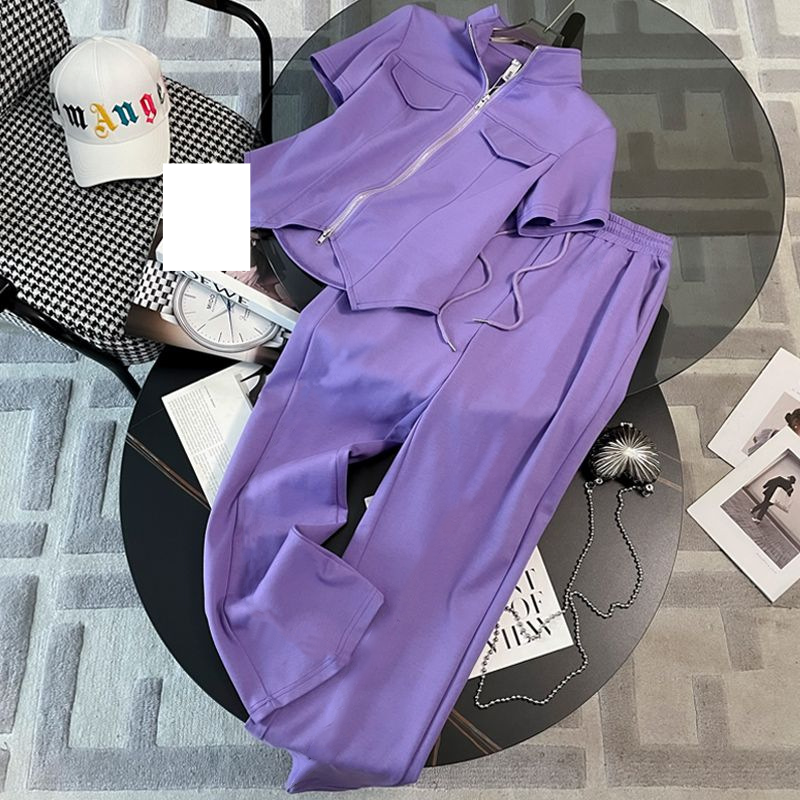 Women's new summer style, fashionable and stylish, goods, short-sleeved wide-leg pants, two-piece suit_autovado.com