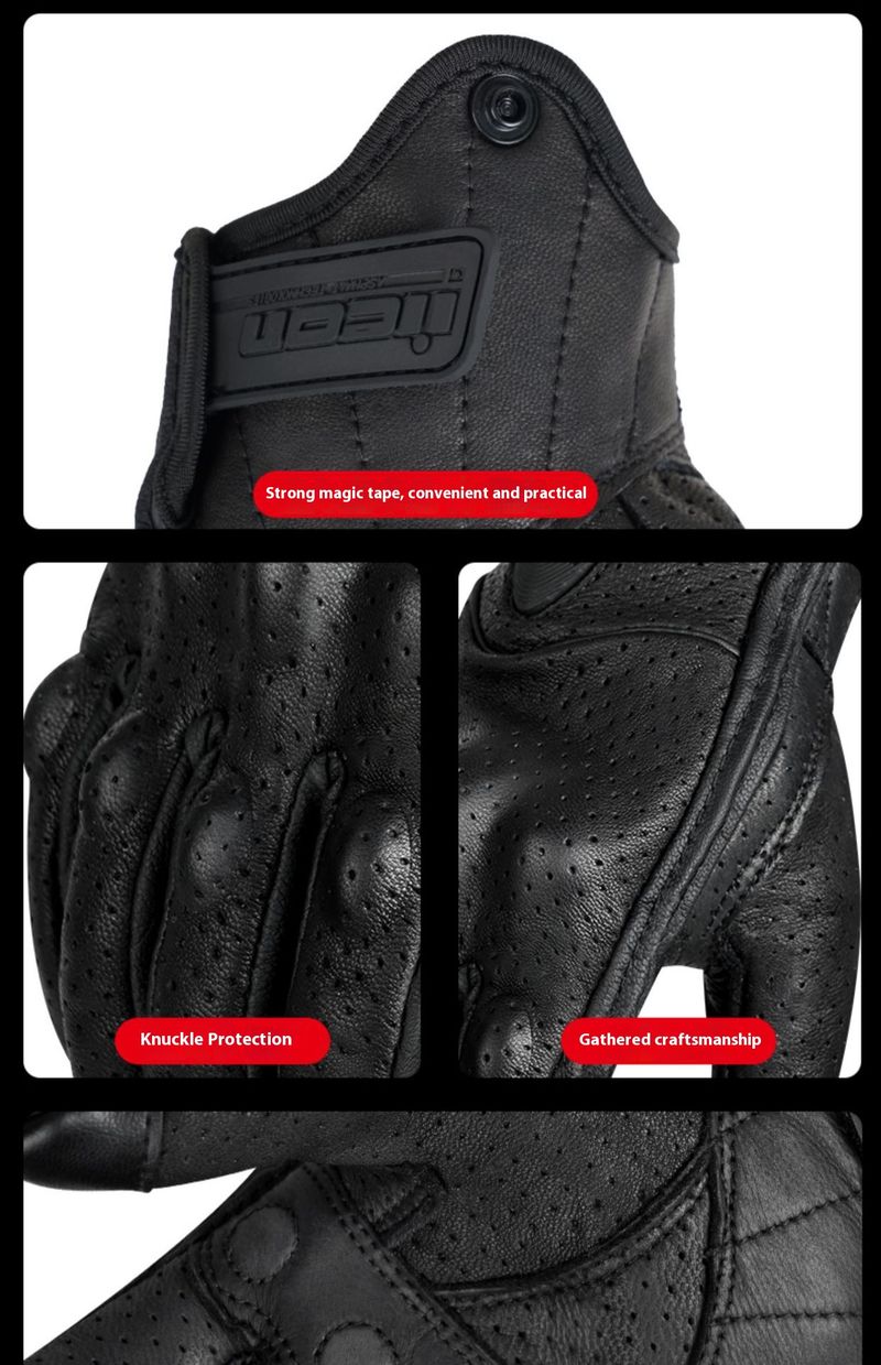 Motorcycle Gloves – Premium Lambskin & Cowhide (Windproof/Touchscreen/Breathable, All-Season Riding, M/L/XL, Black/Yellow)_autovado.com