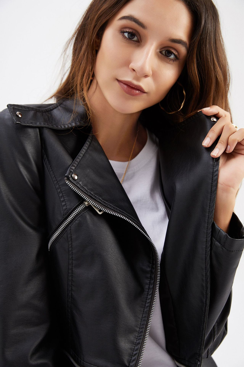 Women's Clothing Leather Jacket With Detachable Hem Fashion Casual Jacket_autovado.com