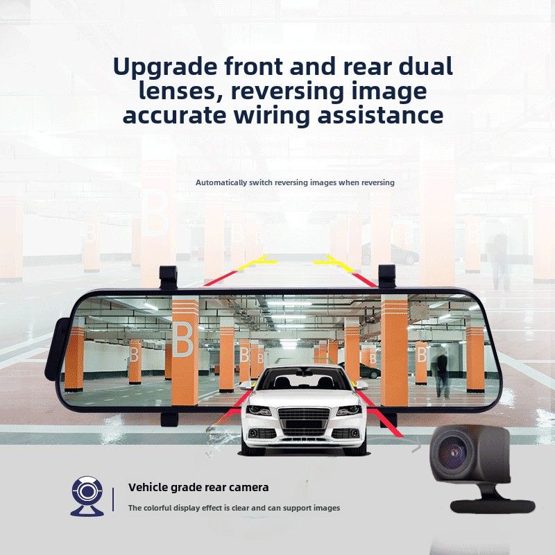 New 4K HD 10-inch 12-inch full screen streaming media rearview mirror driving recorder dual lens voice control WIFI_autovado.com