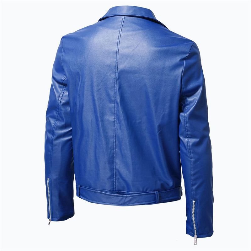 Men's PU Leather Jacket Men's Stand Collar Punk Motorcycle Leather Jacket_autovado.com