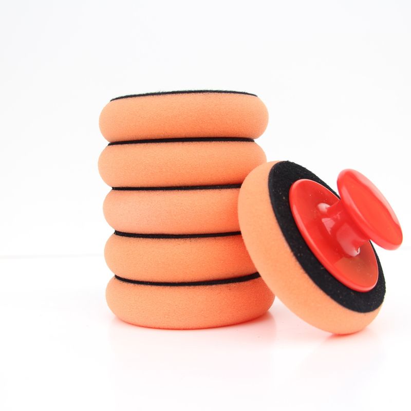 Red Handle Waxing Sponge Set, Manual Self-adhesive Polishing Brush, Car Wash, Beauty, Cleaning And Maintenance Products_autovado.com