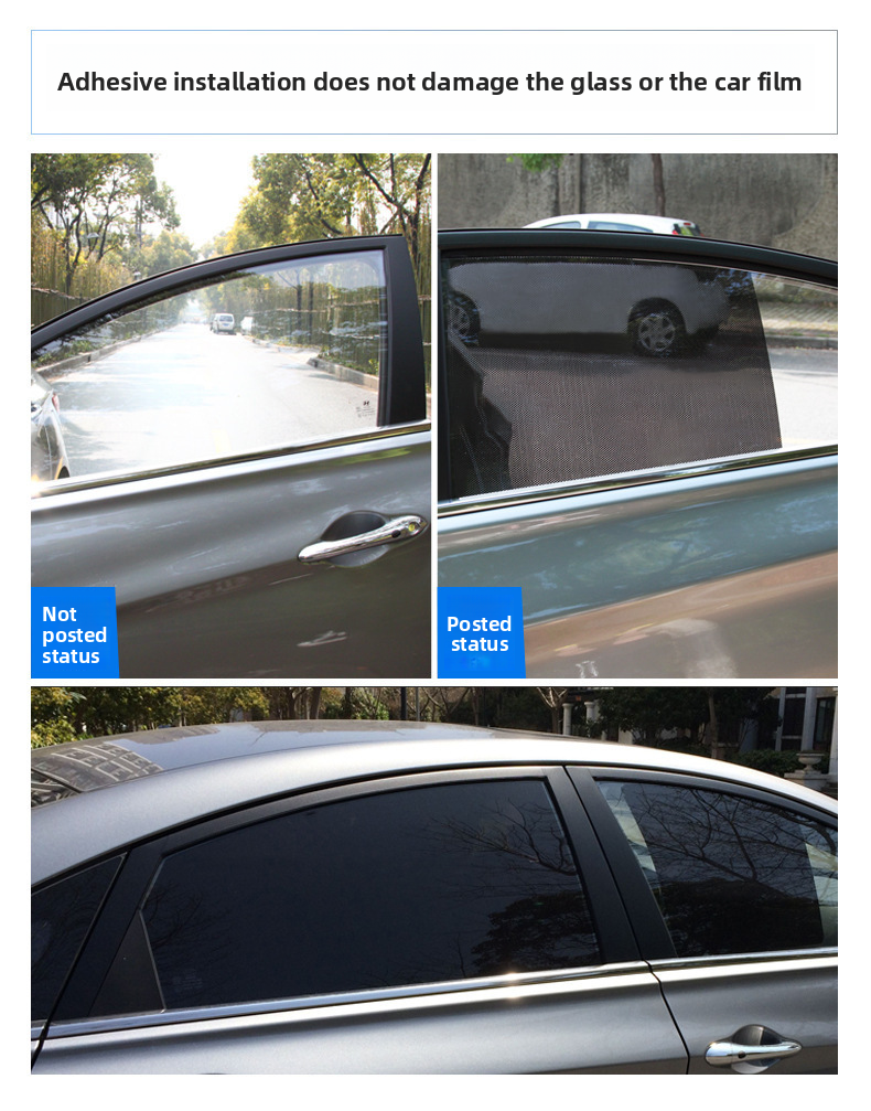 Interior Side Window Electrostatic Adhesive Car Panel Sun Protection Sunshade Sticker 2 Pieces_autovado.com