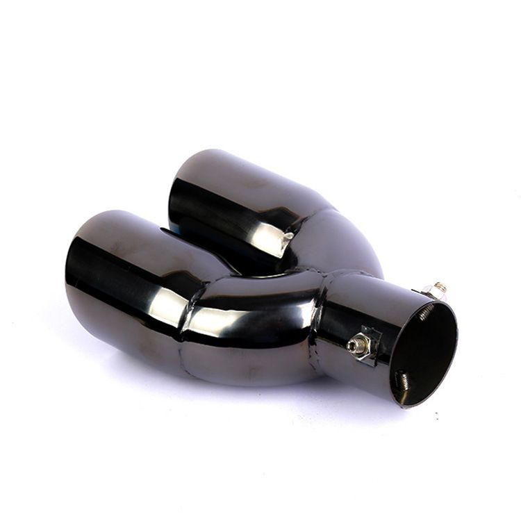 Cross-Border 76 Inclined Row Curved Double Outlet 63 Straight Plated Tail Pipe Thickened Stainless Steel Muffler Car_autovado.com